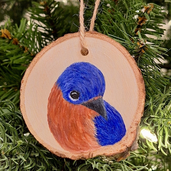 "Eastern Bluebird" Hand-painted Wall Hanging (NWOT) - Picture 7 of 8